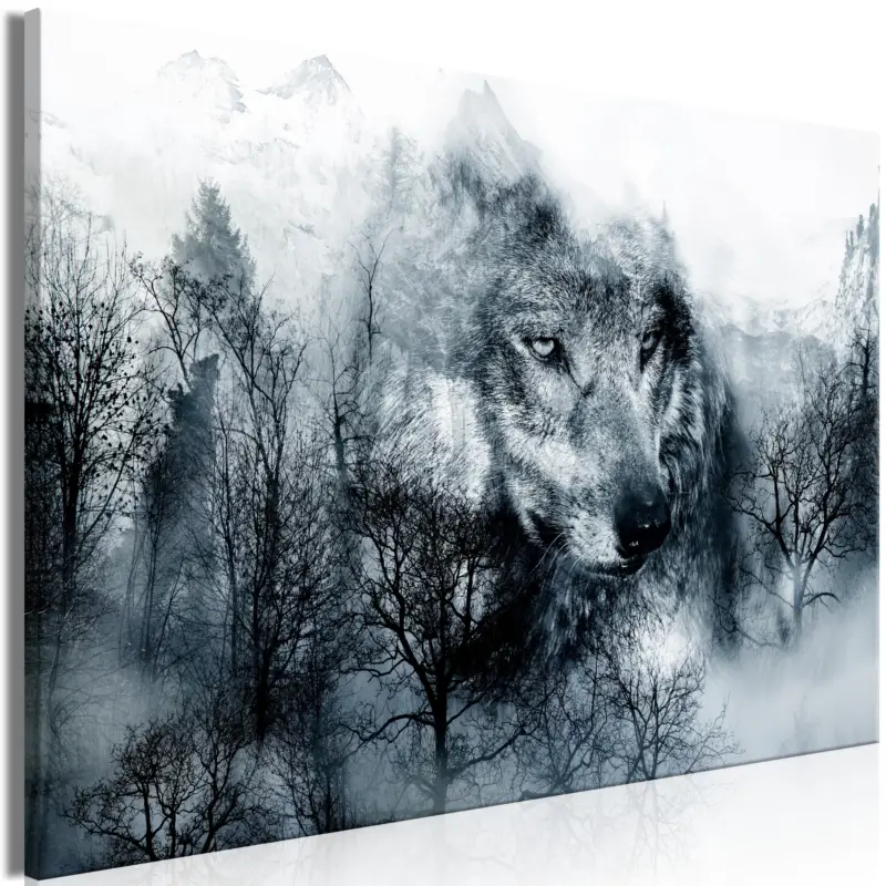 Schilderij - Mountain Predator (1 Part) Wide Black and White - 90x60 Produit De Marque