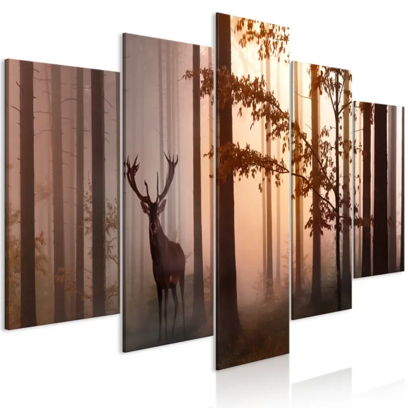 Acheter Direct Schilderij - Morning (5 Parts) Wide Brown - 100x50