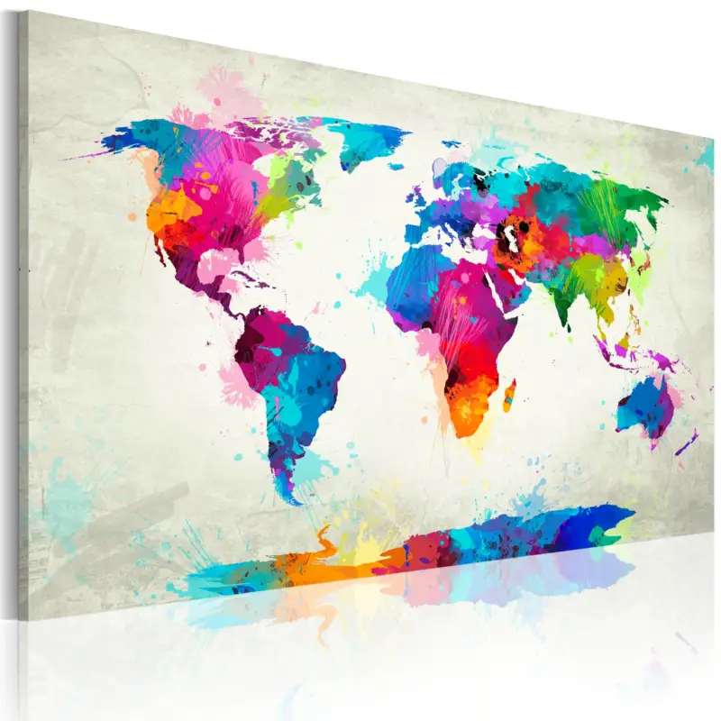 Vente Flash Schilderij - Map of the world - an explosion of colors - 120x80