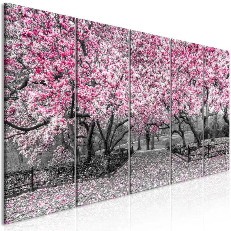 Achat Immédiat Schilderij - Magnolia Park (5 Parts) Narrow Pink - 200x80