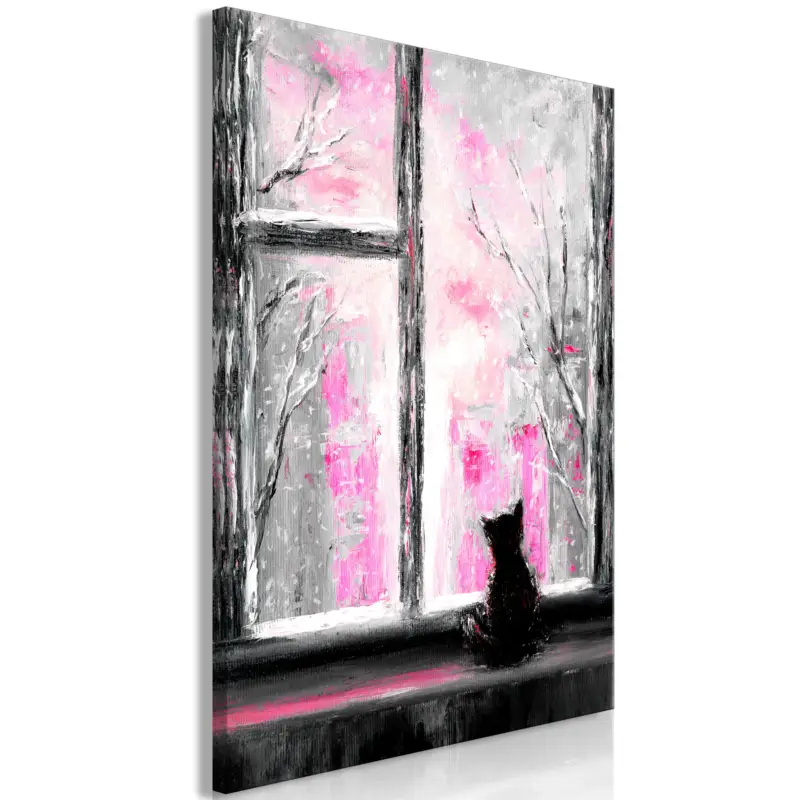 Achat Immédiat Schilderij - Longing Kitty (1 Part) Vertical Pink - 80x120