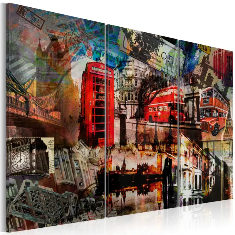 Usine Directe Schilderij - Londen collage - triptiek - 90x60