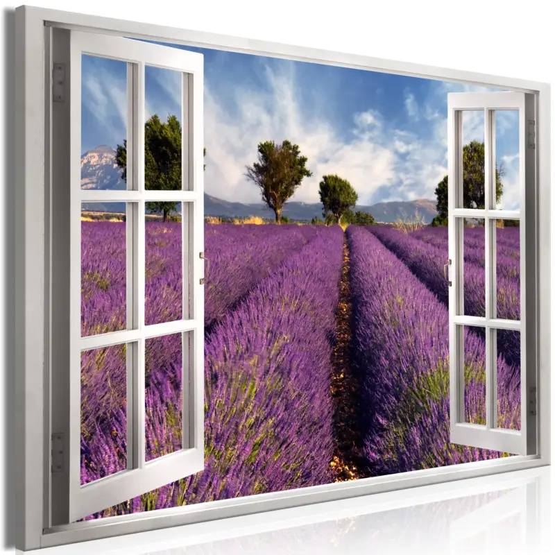 Super Prix Schilderij - Lavender Field (1 Part) Wide - 90x60