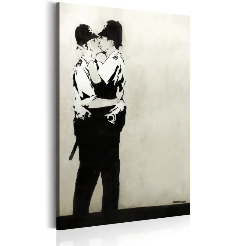 Authentique Schilderij - Kissing Coppers by Banksy - 60x90