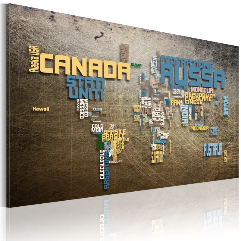 Affaire À Saisir Schilderij - Kaart van de Wereld (Italiaanse taal) - 120x80