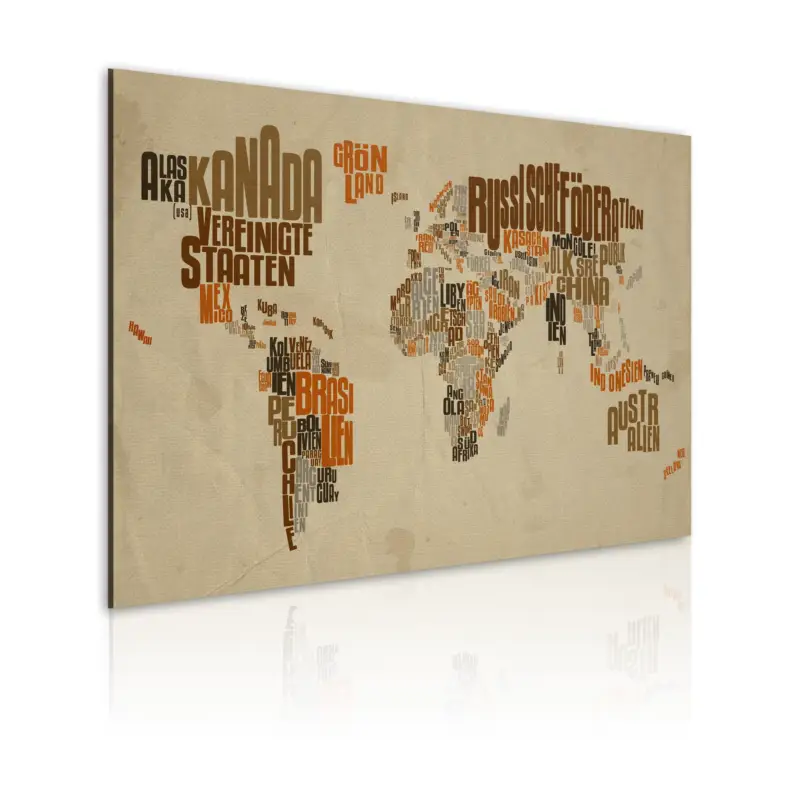 Top Vente Schilderij - Kaart van de Wereld (Duitse taal) - 90x60