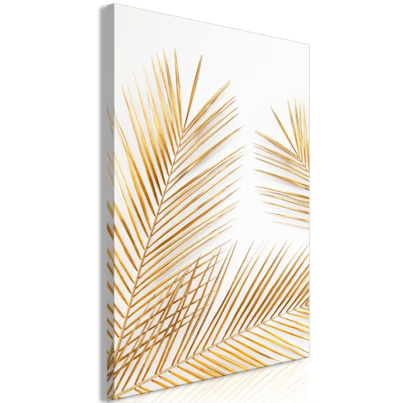 Bon Plan Schilderij - Golden Palm Leaves (1 Part) Vertical - 40x60
