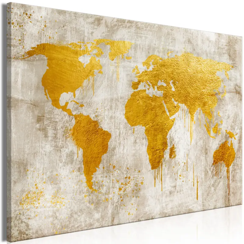Vente Flash Schilderij - Golden Continents (1 Part) Wide - 120x80