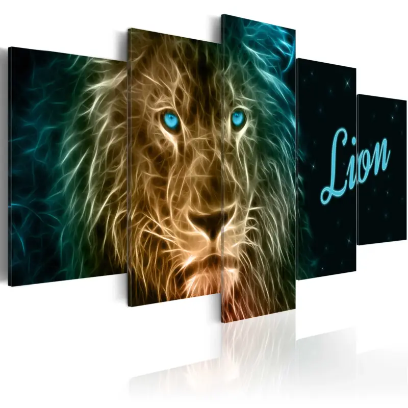 Solde Schilderij - Gold lion - 100x50