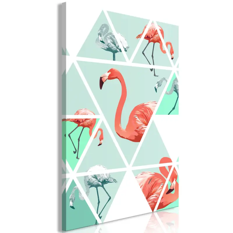 Top Vente Schilderij - Geometric Flamingos (1 Part) Vertical - 40x60