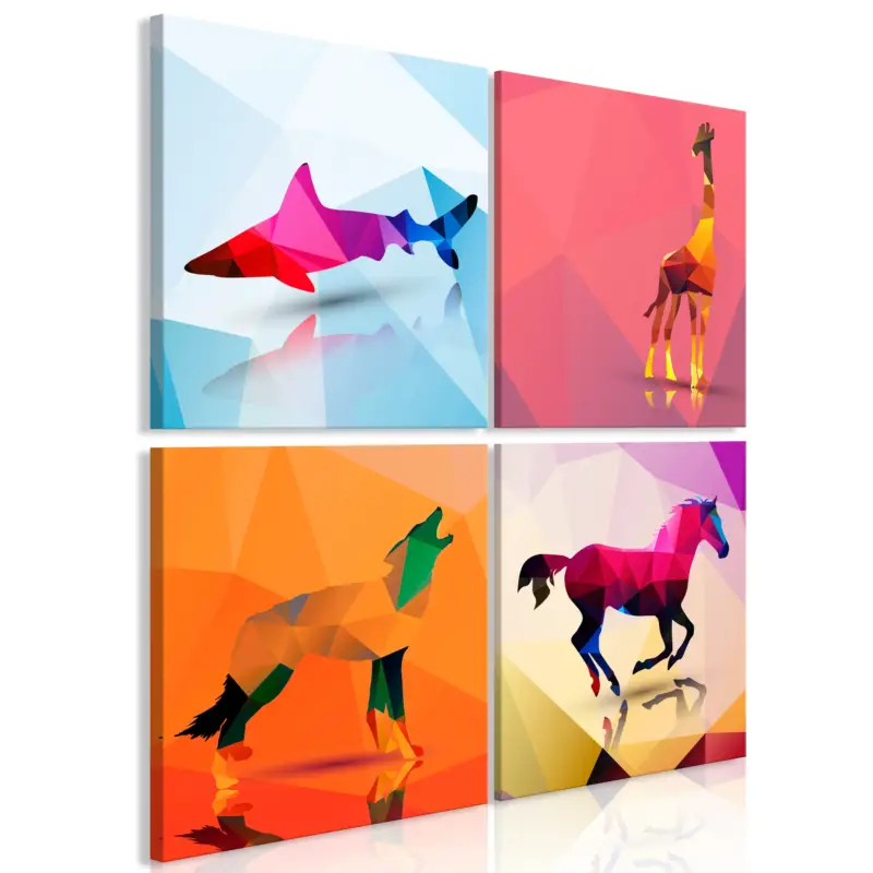 Solde Schilderij - Geometric Animals (4 Parts) - 40x40