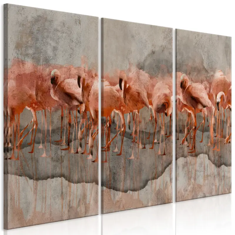 Usine Directe Schilderij - Flamingo Lake (3 Parts) - 90x60