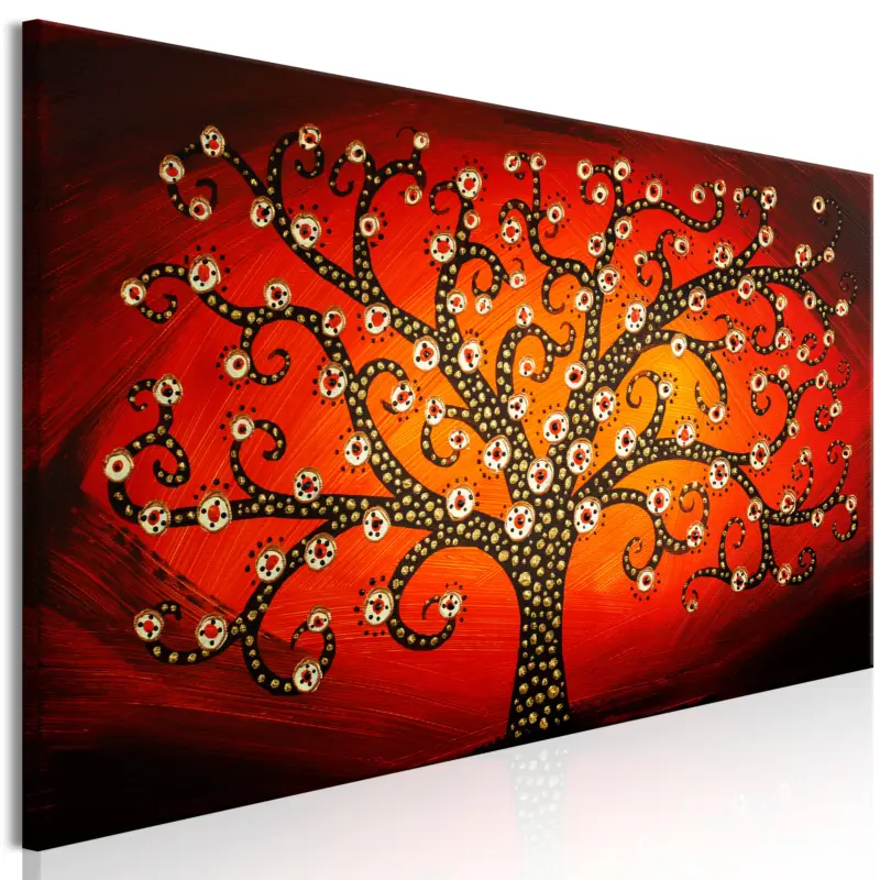 Vente Flash Schilderij - Fiery Tree (1 Part) Narrow - 90x30