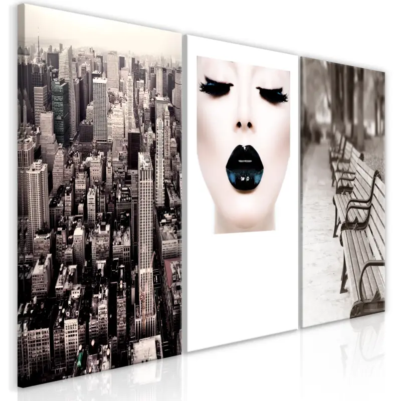 Soldes Schilderij - Faces of City (3 Parts) - 60x30