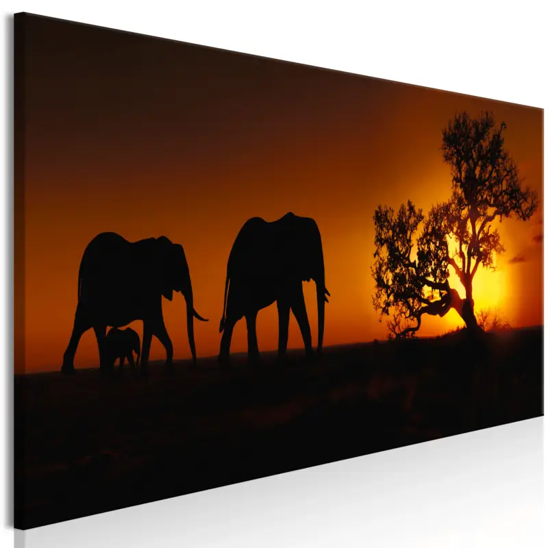 Usine Directe Schilderij - Elephant Family (Orange) - 135x45