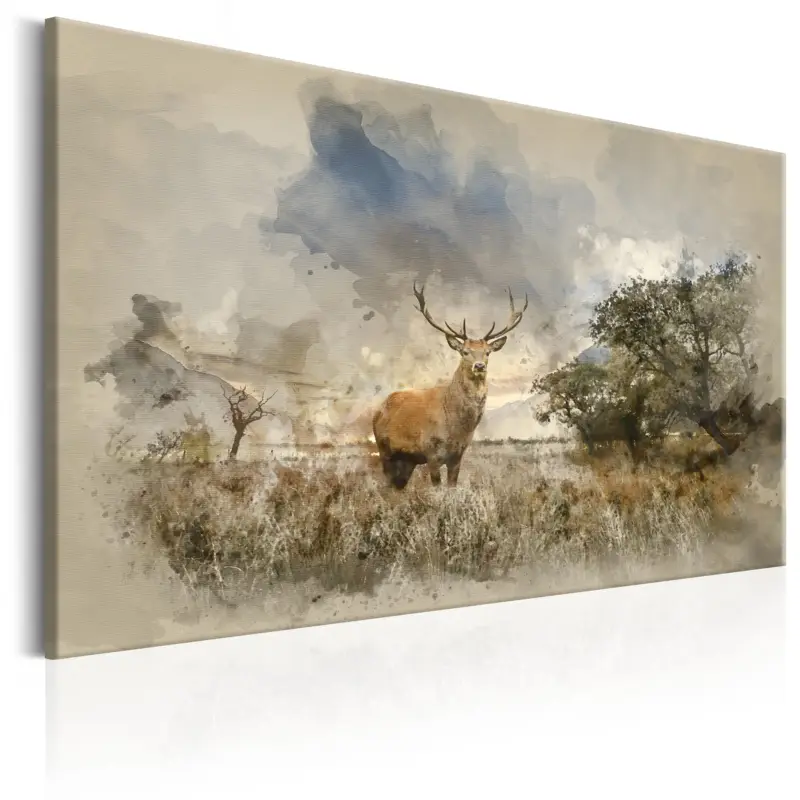 Seulement Aujourd’hui Schilderij - Deer in Field - 90x60