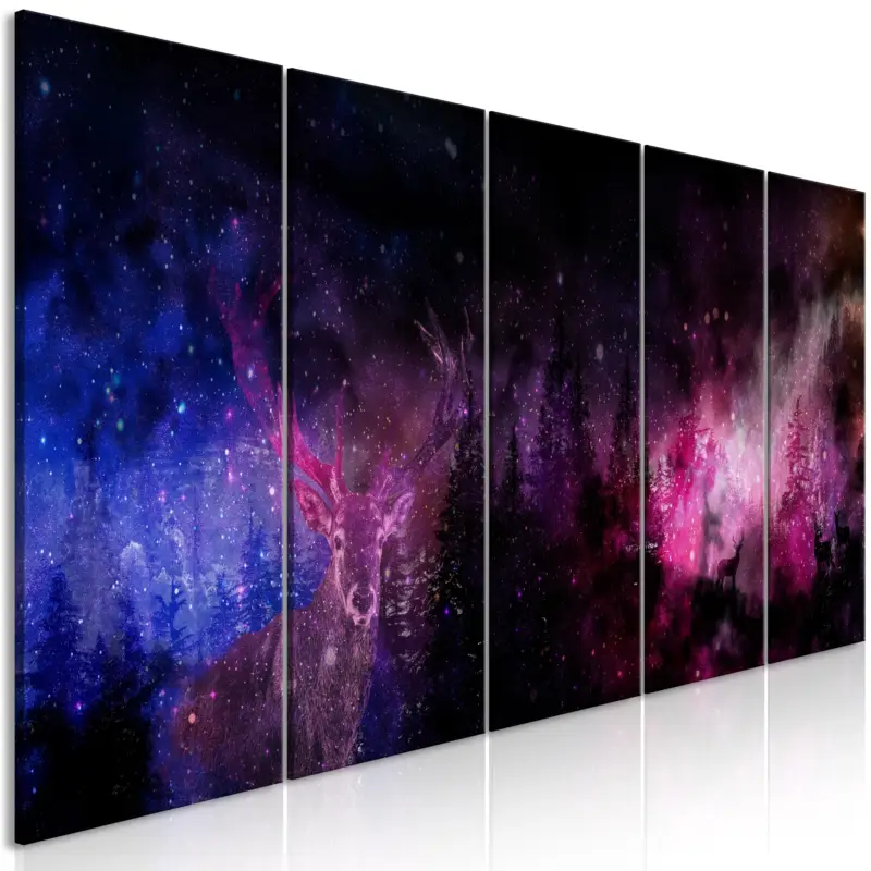 Vente Directe Schilderij - Deer Galaxy (5 Parts) Narrow - 225x90