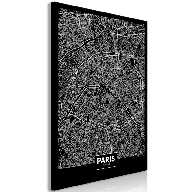 Affaire À Saisir Schilderij - Dark Map of Paris (1 Part) Vertical - 40x60