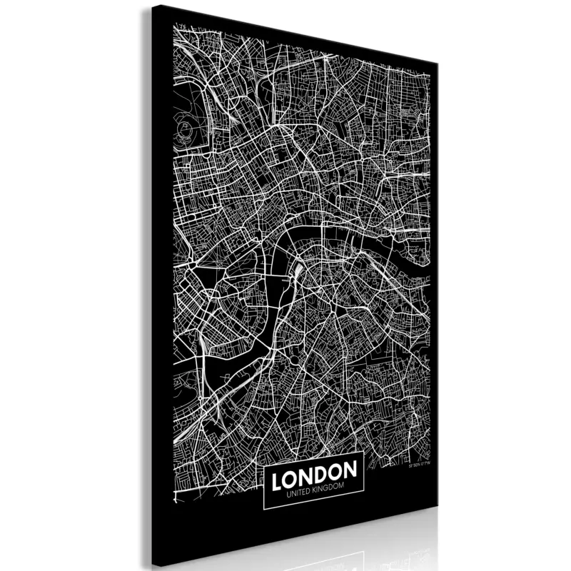 Bon Plan Schilderij - Dark Map of London (1 Part) Vertical - 80x120