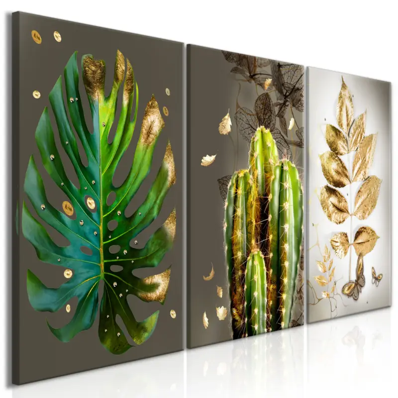 Super Prix Schilderij - Covered in Gold (3 Parts) - 120x60