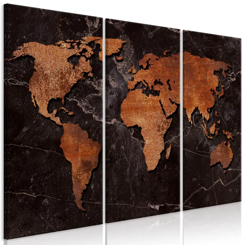 Achetez Aujourd’hui Schilderij - Copper Map (3 Parts) - 90x60