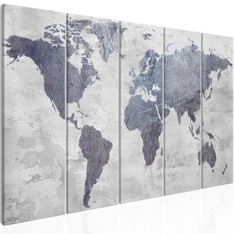 Acheter En Ligne Schilderij - Concrete World Map (5 Parts) Narrow - 200x80