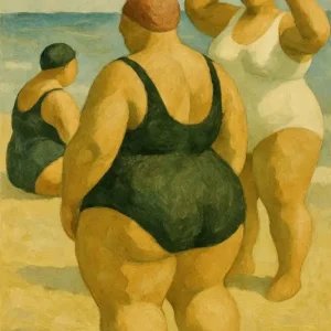 Zwemmers op het strand posters & art prints door Stefanie Heinrichs - Premium Poster - 50x70 Meilleur Prix