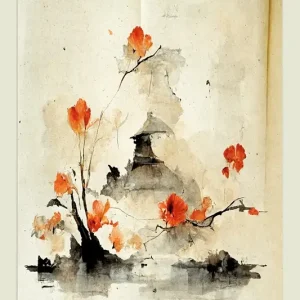 Zen tuin in de herfst posters & art prints door Peter Oltmanns - Premium Poster - 50x70 Paiement Sécurisé