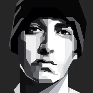 Zwarte Poster EMINEM posters & art prints door Artkreator - Premium Poster - 50x70 Quantité Limitée
