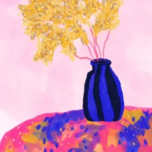 Blauwe vaas posters & art prints door Astrid Lind - Premium Poster - 50x70 Remise