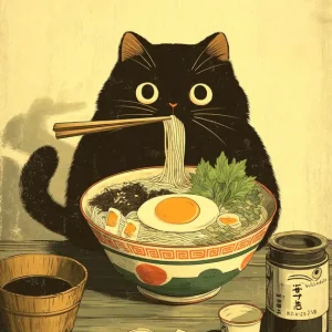 Expédition Rapide Whiskers and Noodles: Een Culinair Kattenavontuur posters & art prints door Stellar Creative - Premium Poster - 50x70