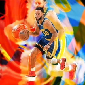Stephen curry dribbelen posters & art prints door namo barteaux - Premium Poster - 50x70 Prix Cassé