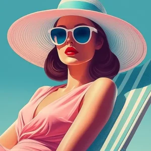 Zwembad Glam No3 posters & art prints door Stefanie Jockschat - Premium Poster - 50x70 Prix Cassé