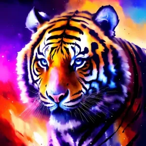 Acheter Direct Galactische Tijger 3 posters & art prints door Garyck Arntzen - Premium Poster - 50x70