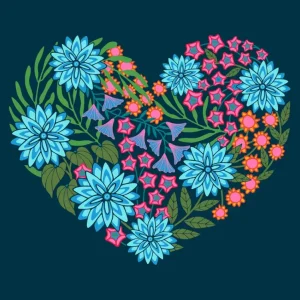 Achat Immédiat GEBLOEMD HART Bloemen Blauw posters & art prints door Jackie Tahara - Premium Poster - 50x70