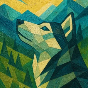 Wolf: Een Eerbetoon aan de Majesteit van de Natuur schilderij posters & art prints door Johannes - Premium Poster - 50x70 Vente Flash
