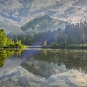 Zonsopgang in de Allgäu posters & art prints door Walter G. Allgöwer - Premium Poster - 50x70 Authentique