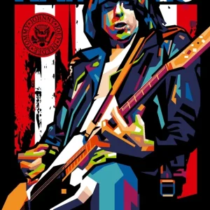 WPAP portret van Johnny Ramone posters & art prints door Sahruddin Said - Premium Poster - 50x70 Remise