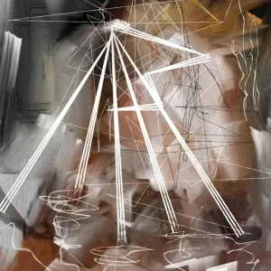 Abstract Lichtspel: Een dans van lijnen en kleuren posters & art prints door Lembayung senja studio [Vintage Poster] - Premium Poster - 50x70 Prix Choc