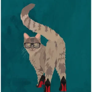 Acheter Direct Chic Catwalk: Katachtige fashionista op hoge hakken posters & art prints door Sarah Manovski - Premium Poster - 50x70