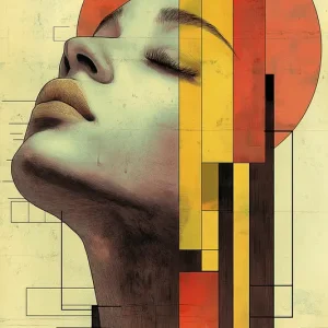 Abstracte elegantie: een modern portret in geometrische harmonie posters & art prints door Mauro - Premium Poster - 50x70 Vente Directe