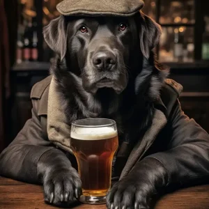 Zwarte Labrador in de kroeg posters & art prints door Craig Doogan - Premium Poster - 50x70 Top Vente