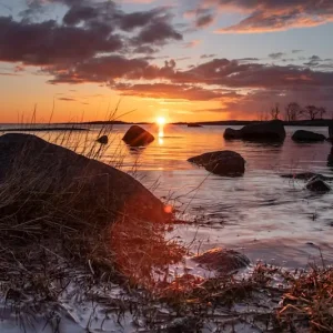 Zonsopgang posters & art prints door Mathias Stalsbo - Premium Poster - 50x70 Promotion Saisonnière