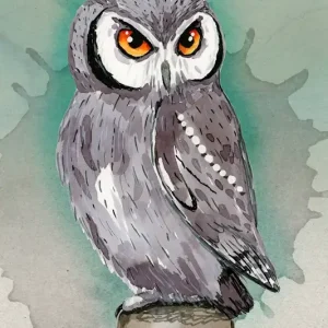 Witwangdwergooruil aquarel posters & art prints door Bianca Wisseloo - Premium Poster - 50x70 Meilleur Prix