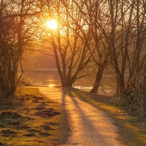 zonsondergang aan het meer posters & art prints door Stephan Sühling - Premium Poster - 50x70 Quantité Limitée