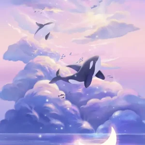 Achat Immédiat Dreamscape Whales posters & art prints door Xuan Thai - Premium Poster - 50x70