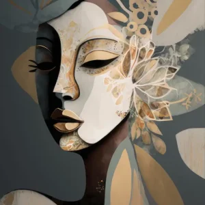 Woman Face Portrait with Floral Elements posters & art prints door Bella Eve - Premium Poster - 50x70 Affaire À Saisir