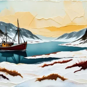 a trawler in a fjord posters & art prints door Nick Wendt - Premium Poster - 50x70 Paiement Sécurisé
