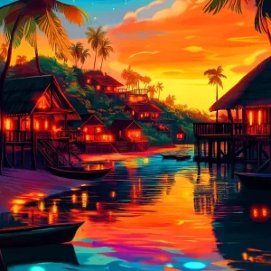 Zonsondergang op het strand 212 posters & art prints door mame art - Premium Poster - 50x70 Seulement Aujourd’hui