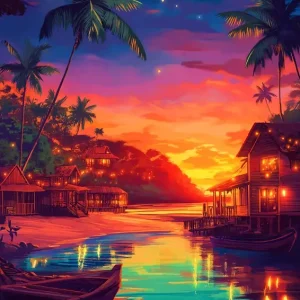 zonsondergang op het strand 0 posters & art prints door mame art - Premium Poster - 50x70 Super Prix